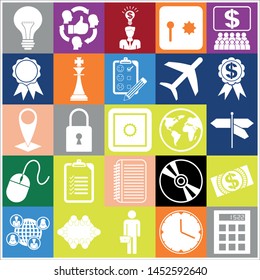 Set of 25 business icons or symbols. Collection. Flat design. Vector Illustration.