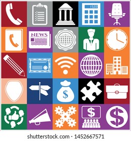 Set of 25 business icons, symbols or pictograms. Collection. Detailed design. Vector Illustration.