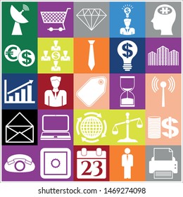Set of 25 business icons or symbols. Collection. Detailed design. Vector Illustration.