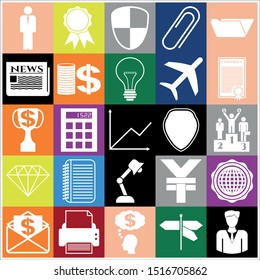 Set of 25 business icons, symbols or pictograms. Collection. Amazing desing. Vector Illustration.