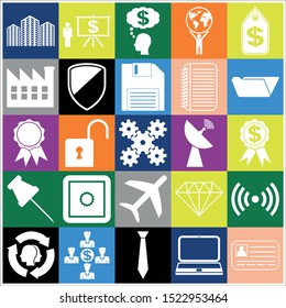 Set of 25 business icons, symbols or pictograms. Collection. Detailed design. Vector Illustration.