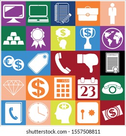 Set of 25 business icons, symbols or pictograms. Collection. Flat design. Vector Illustration.