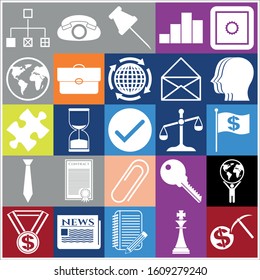 Set of 25 business icons or symbols. Collection. Detailed design. Vector Illustration.