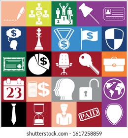 Set of 25 business icons, symbols or pictograms. Collection. Detailed design. Vector Illustration.