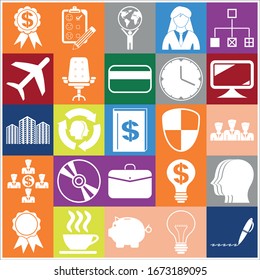 Set of 25 business icons, symbols or pictograms. Collection. Amazing desing. Vector Illustration.