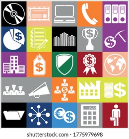 Set of 25 Business icons, symbols or pictograms. Concept design. 