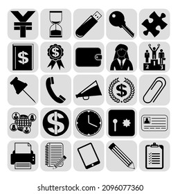 Set of 25 Business icons, symbols or pictograms. Concept design. 