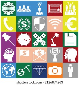 Set of 25 Business icons or symbols. Concept design. 