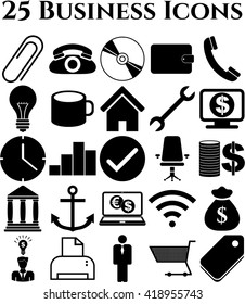 Set of 25 business icons. Universal and Standard Icons.