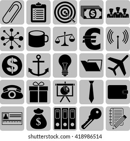 Set of 25 business icons. Universal Modern Icons.