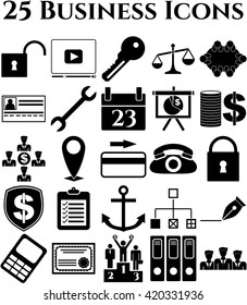 Set of 25 business icons. Universal and Standard Icons.