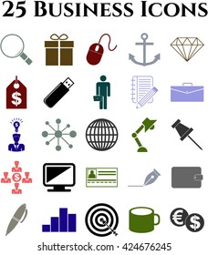Set of 25 business icons. Universal and Standard Icons.
