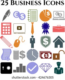 Set of 25 business icons. Universal and Standard Icons.