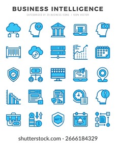 Conjunto de 25 Iconos de Inteligencia de Negocios de Dos Colores.