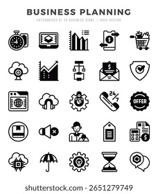 Set of 25 Business Planning Lineal Filled Icons Pack.