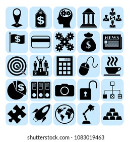  Set of 25 business related icons. Collection. Flat design. Vector Illustration.
