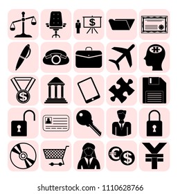  Set of 25 business related icons. Collection. Flat design. Vector Illustration.