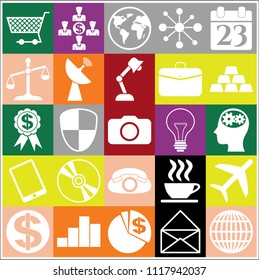 Set of 25 business related icons. Collection. Detailed design. Vector Illustration.