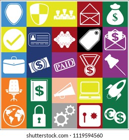 Set of 25 business related icons. Collection. Flat design. Vector Illustration.