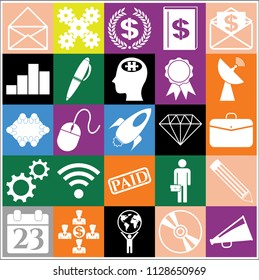 Set of 25 business related icons. Collection. Flat design. Vector Illustration.