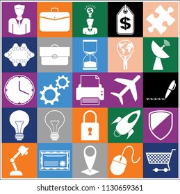 Set of 25 business related icons. Collection. Flat design. Vector Illustration.