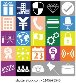 Set of 25 business related icons. Collection. Detailed design. Vector Illustration.