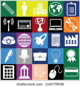Set of 25 business related icons. Collection. Flat design. Vector Illustration.