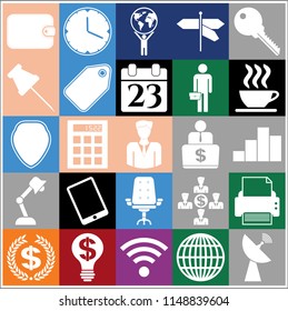 Set of 25 business related icons. Collection. Detailed design. Vector Illustration.