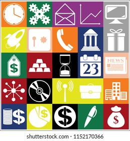 Set of 25 business related icons. Collection. Detailed design. Vector Illustration.