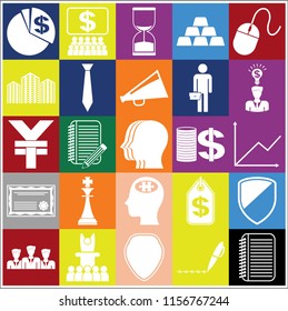 Set of 25 business related icons. Collection. Detailed design. Vector Illustration.