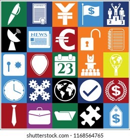 Set of 25 business related icons. Collection. Detailed design. Vector Illustration.