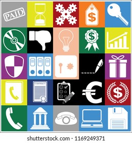 Set of 25 business related icons. Collection. Detailed design. Vector Illustration.