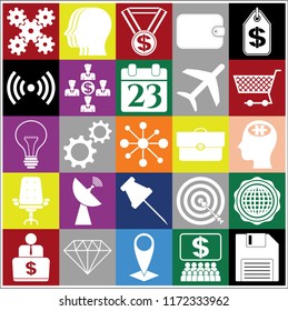 Set of 25 business related icons. Collection. Detailed design. Vector Illustration.