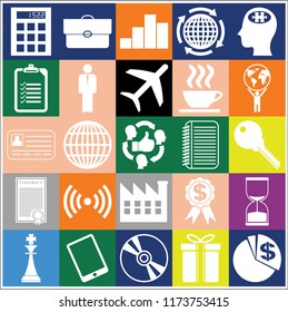 Set of 25 business related icons. Collection. Flat design. Vector Illustration.