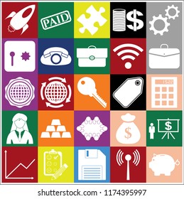 Set of 25 business related icons. Collection. Detailed design. Vector Illustration.