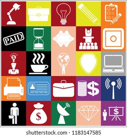 Set of 25 business related icons. Collection. Flat design. Vector Illustration.