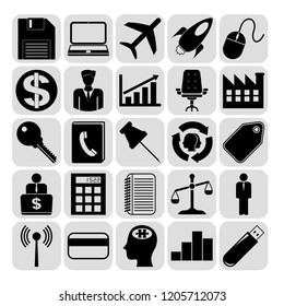 Set of 25 business related icons. Collection. Flat design. Vector Illustration.