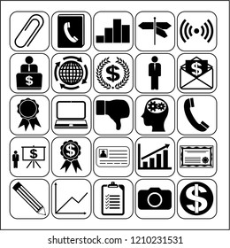 Set of 25 business related icons. Collection. Detailed design. Vector Illustration.