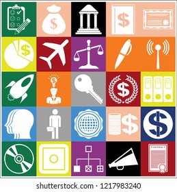 Set of 25 business related icons. Collection. Flat design. Vector Illustration.