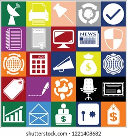 Set of 25 business related icons. Collection. Detailed design. Vector Illustration.