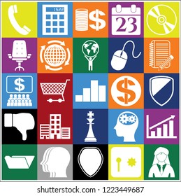 Set of 25 business related icons. Collection. Detailed design. Vector Illustration.