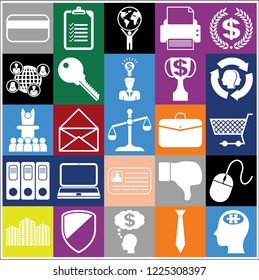 Set of 25 business related icons. Collection. Flat design. Vector Illustration.