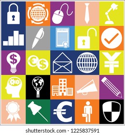 Set of 25 business related icons. Collection. Flat design. Vector Illustration.