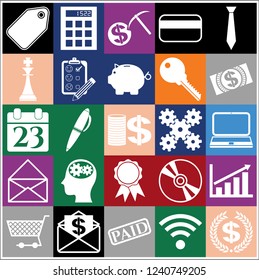 Set of 25 business related icons. Collection. Detailed design. Vector Illustration.