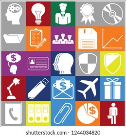 Set of 25 business related icons. Collection. Detailed design. Vector Illustration.