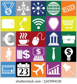 Set of 25 business related icons. Collection. Detailed design. Vector Illustration.