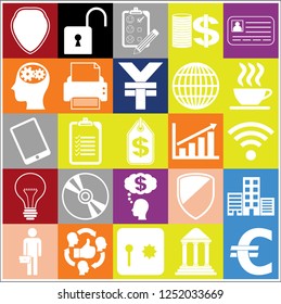 Set of 25 business related icons. Collection. Detailed design. Vector Illustration.