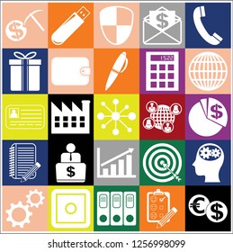 Set of 25 business related icons. Collection. Flat design. Vector Illustration.