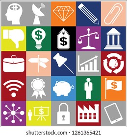 Set of 25 business related icons. Collection. Flat design. Vector Illustration.