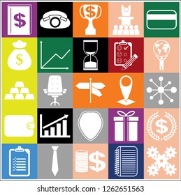 Set of 25 business related icons. Collection. Detailed design. Vector Illustration.